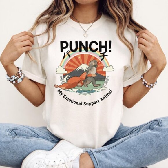 Tops - Punch the Monkey T-Shirt, Viral Macaque Meme, Japanese Streetwear